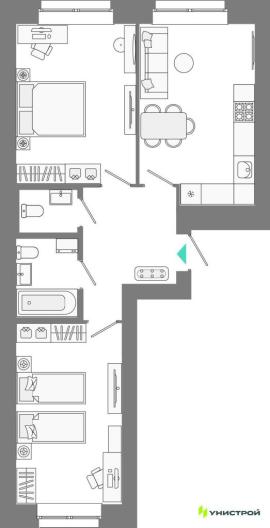 , 2-комн., Казань